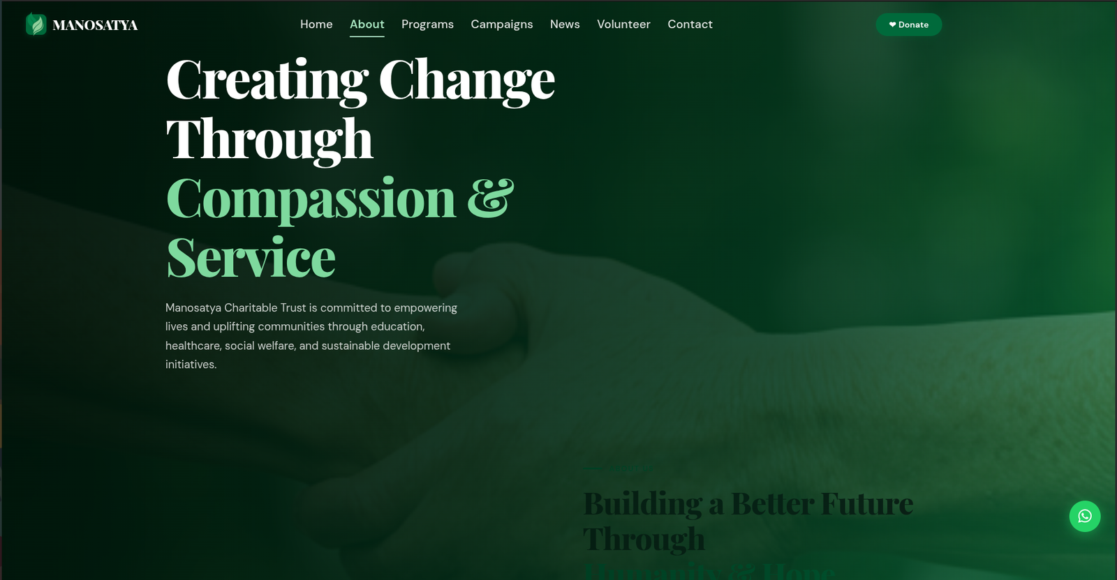 Mansosatya Charitable Trust - screen 1